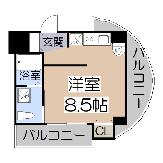 【間取り】 | レクシア鶴ヶ丘 | レクシア鶴ヶ丘　1R　22.03㎡
