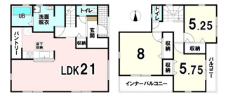 【間取り】 | 【20万円ｷｬｯｼｭﾊﾞｯｸ対象物件】リーブルガーデン香芝市下田西3期 全1棟 1号棟