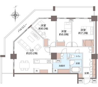 【間取り】 | キャナルワーフタワーズWEST | リフォーム工事終了後の間取り図です。
※現況と異なる場合は現況を優先します。