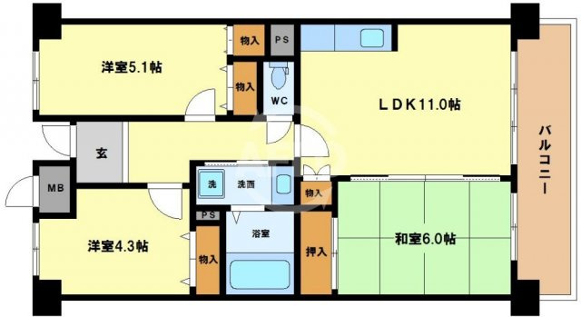 CH.158RESIDENCE NAKANOSHIMA　中之島小学校区の間取り|フクエイ中之島　間取り