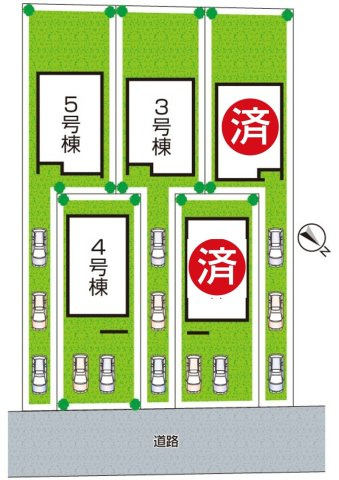 近江八幡市安土町常楽寺　第24-1期　新築一戸建ての区画図|全5区画