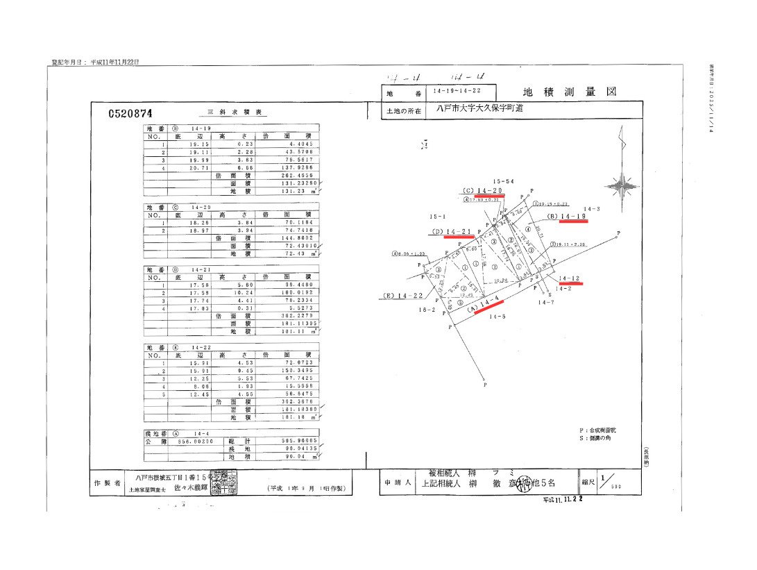 八戸市大字大久保字町道の土地図
