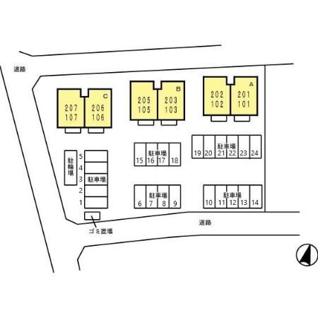 グランドソレイユ光の森 B棟の区画図
