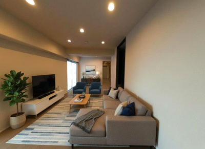 【居間・リビング】 | サニーハウス谷町 | AIで家具等を配置したイメージ画像弐なります。