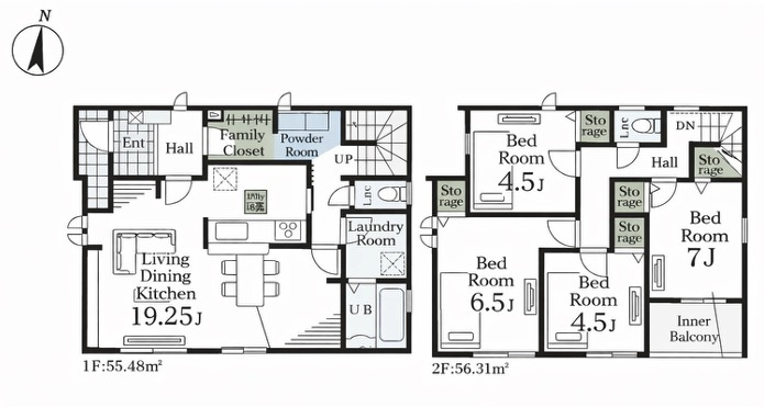 【新築住宅】嵐山町川島第2 全1棟の間取り