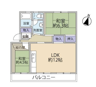 2LDKの使いやすい間取りです。
