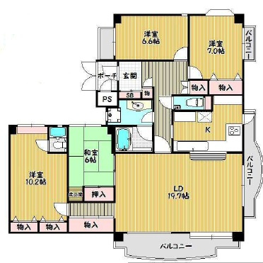 フォーシーズンズ芦屋の間取り