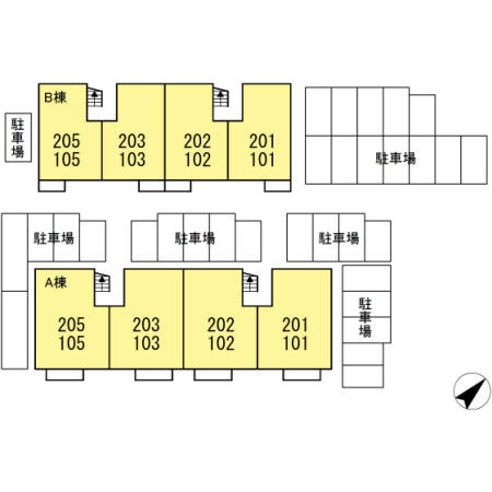 セジュールあいのＢ棟の区画図