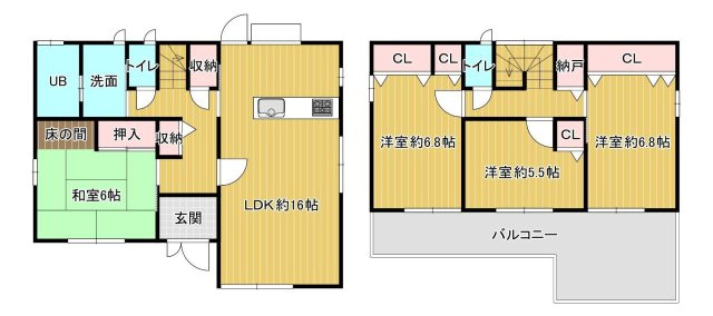 【間取り】 | 福岡市東区美和台２丁目　戸建て | リフォーム済みで気持ちよく新生活を始められます。全部屋収納付きで居住スペースを広く使えます