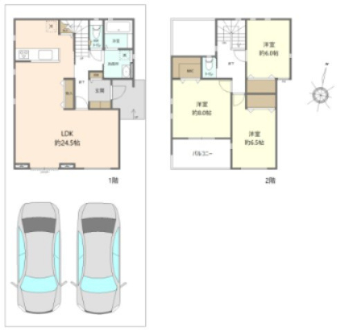 日進市米野木台2丁目戸建の間取り|間取り3LDK 駐車場2台