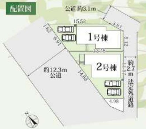 茅ヶ崎市香川1丁目新築戸建て　8期2号棟の区画図|区画図「茅ヶ崎市香川1丁目新築戸建て」