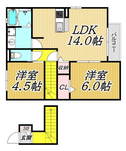 カサヴェールB棟の間取り