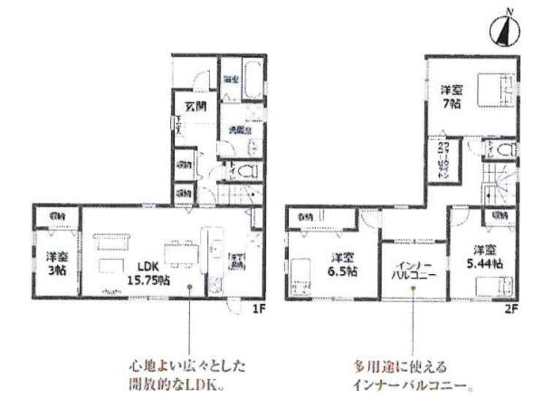幸田第33菱池　全6棟・1号棟の間取り|間取り図です