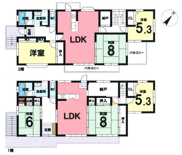 岡崎市元欠町5丁目・中古戸建の間取り|間取り図です