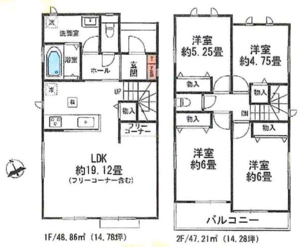 安城市美園町　全12区画・H号棟の間取り|間取り図です