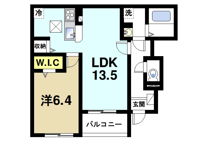 ヴェルデ　ルーチェの間取り|1LDKの間取り