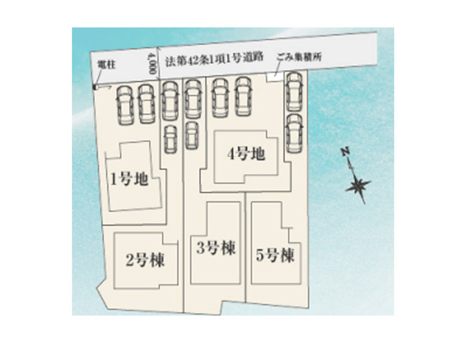 【区画図】 | 朝霞市根岸台7丁目　新築一戸建住宅　全5棟（朝霞店） | 東武東上線「朝霞」駅より徒歩14分！
自然豊かなで穏やかな住環境です。