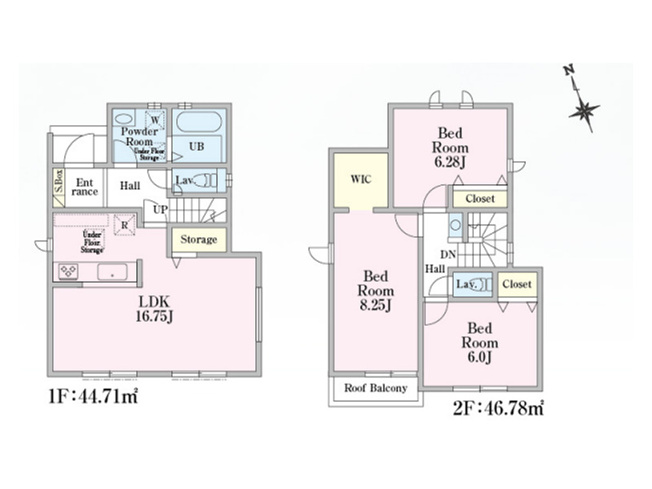 【間取り】 | 朝霞市根岸台7丁目　新築一戸建住宅　全5棟（朝霞店） | 大容量WIC付3LDK！
リビング16.7帖、全居室6帖以上のゆったりとした住まいです◎