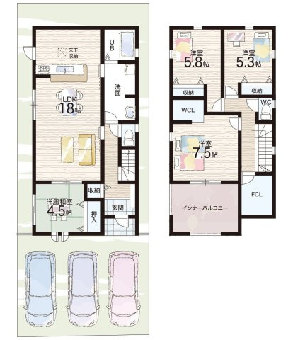 加東市多井田　第3期　新築一戸建ての間取り