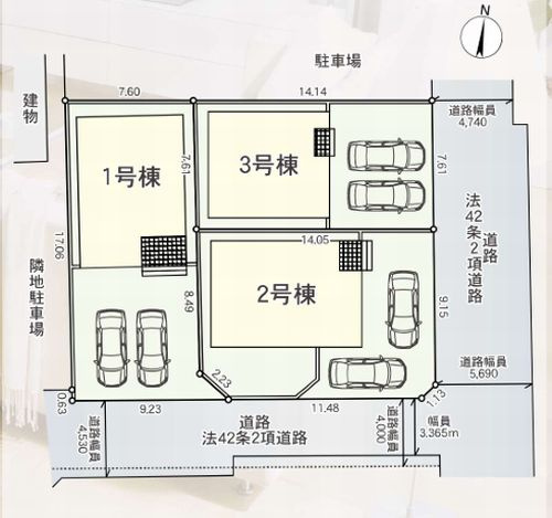 【区画図】 | 【仲介手数料０円】厚木市妻田西第14　新築一戸建て　全3棟 | 厚木市妻田西第14　新築一戸建て　全3棟