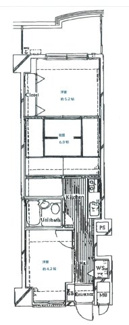 【間取り】 | マンション　ロワジール伊豆一碧壱番館　Bタイプ | 洋室　約4.2帖　和室　6.0帖　洋室約　5.2帖　キッチン　3Kタイプ　お二人で十分な間取り
和室、洋室もあります。