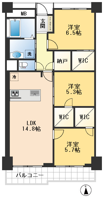 プレジデント箕面B棟の間取り