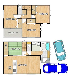 【間取り】 | 南野田　新築分譲住宅　全４区画 | 東向き日当たり良好！たっぷりの陽光に包まれる明るい住まいに気持ちも明るくなりますね♪