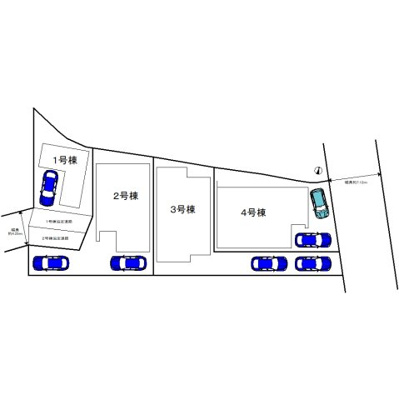 【区画図】 | 南野田　新築分譲住宅　全４区画 | 駐車２台可能！前面道路約７．１ｍ！広々運転の苦手な方も安心です♪是非現地にてご確認ください！