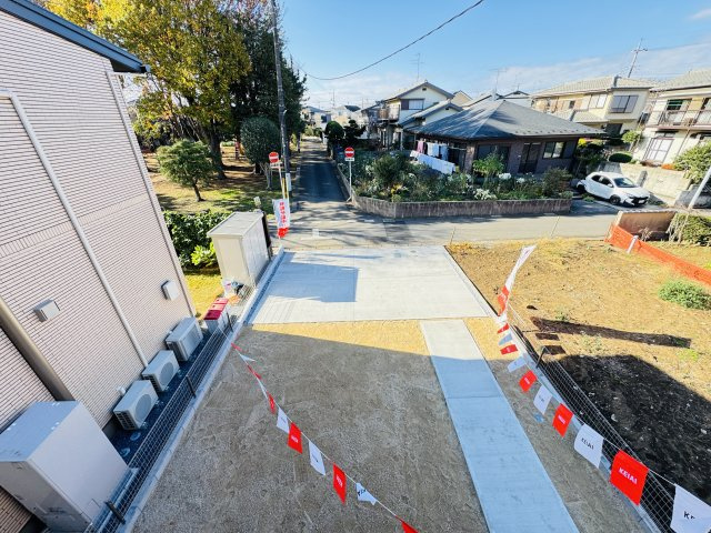 流山市江戸川台東４丁目新築戸建【江戸川台小学校：5分】の前面道路含む現地写真|バルコニーより南西側眺望