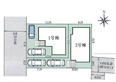 【仲介手数料無料】所沢所沢新町２期　全２棟　１号棟　所沢の新築は西武ハウジングの区画図