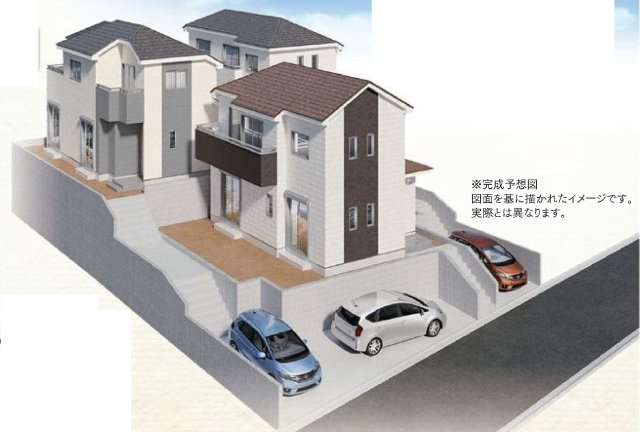 【横浜市旭区上白根2丁目61-20全3棟新築戸建て】★仲介手数料無料★（上白根小学校・旭北中学校）の外観パース