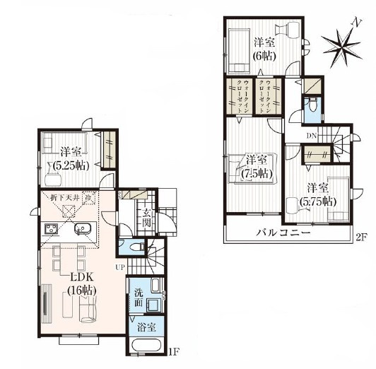 和光市南1丁目　穏やかな街並み　全8棟の居間・リビング|1号棟