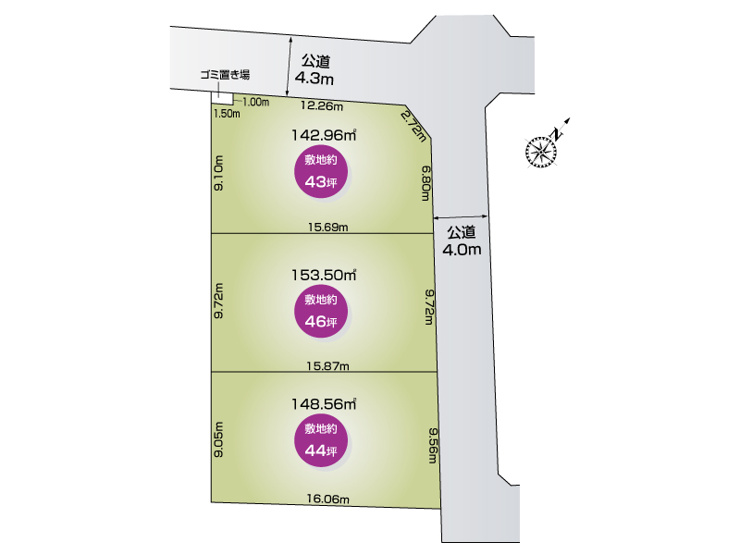 北本市本宿６丁目３区画　３号地　全体図