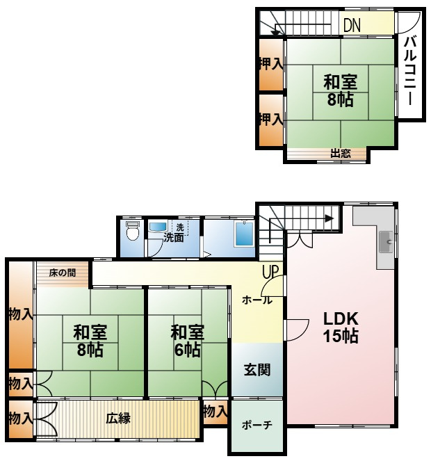 茂原市茂原1581　中古売り戸建ての間取り