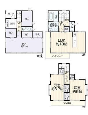 茅ヶ崎市西久保　中古戸建の間取り|全居室2面採光　２SLDKです。