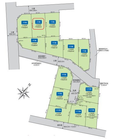 東村山市秋津町3丁目・全13区画　建築条件なし土地　2号地