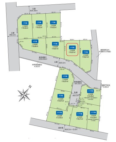 東村山市秋津町3丁目・全13区画　建築条件なし土地　6号地