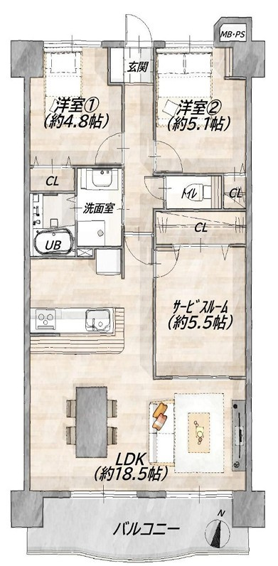 ネオハイツ鹿野の間取り