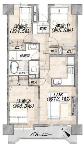 サンライズマンション大和の間取り