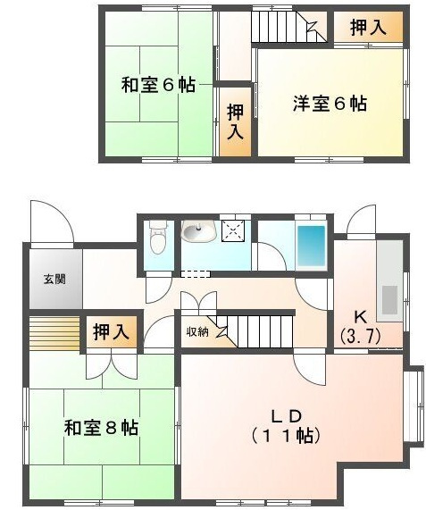 春日井市石尾台５丁目貸家の間取り