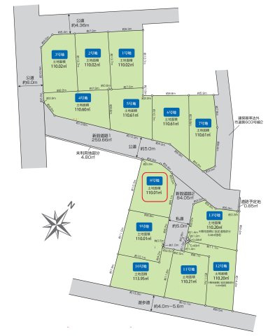 東村山市秋津町3丁目・全13区画　建築条件なし土地　8号地