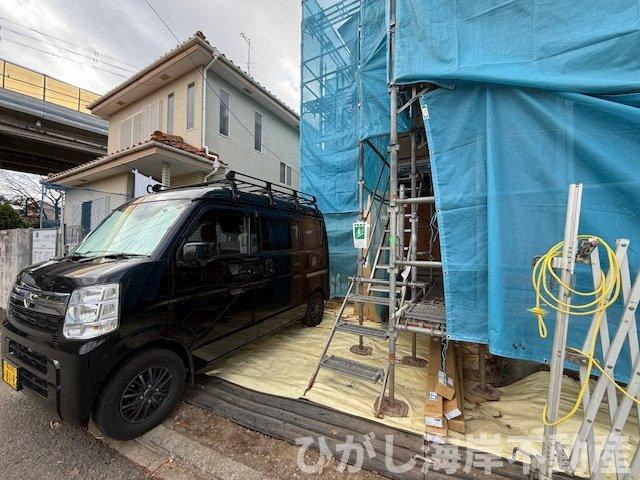 茅ヶ崎市赤羽根　新築戸建の駐車場|12月6日撮影　工事中　駐車スペース