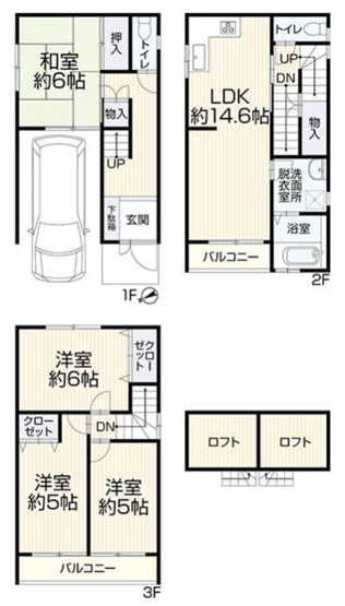 【間取り】 | 住吉区万代東4丁目 | 【室内水廻り設備一新！建具新調、全面リフォーム済み☆食洗機・浴室乾燥機TVモニターホン完備☆2年間の安心保証付き☆（建物の主要部位）2階に水廻り設備集約♪トイレ2ヶ所♪2ヶ所オープンロフト付きです♪】