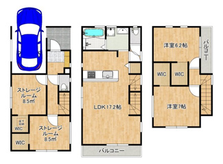 【間取り】 | 富秋町１丁目　新築一戸建 | ◆暮らしやすい２ＬＤＫ+ＷＩＣ◆子供部屋や趣味のお部屋も作れますね♪資料請求だけでもお気軽にお問い合わせください！
