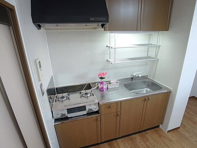 ハイツ平成のキッチン|2口ガスコンロ設置済みのキッチンスペース