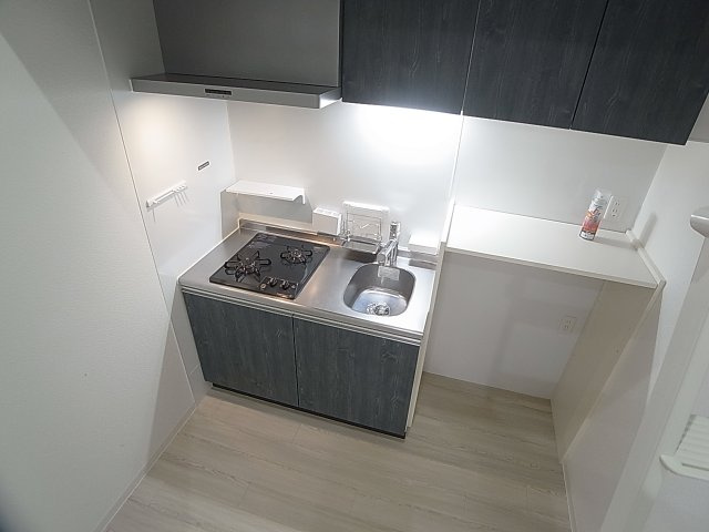 あんしん+池田上町のキッチン|システムキッチン、２口ガスコンロ