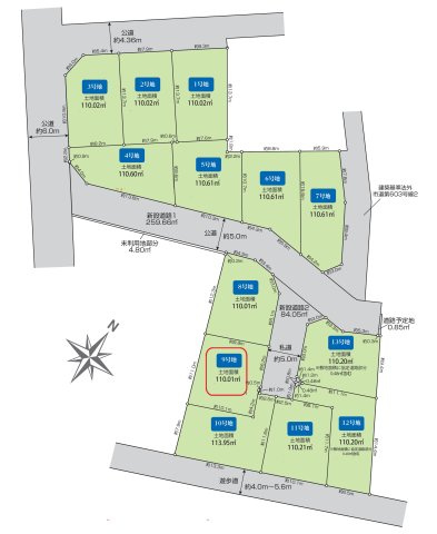 東村山市秋津町3丁目・全13区画　建築条件なし土地　9号地