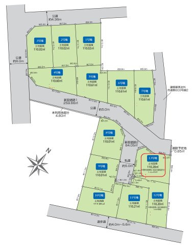 東村山市秋津町3丁目・全13区画　建築条件なし土地　13号地
