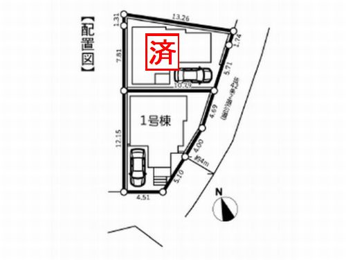 【区画図】 | 【仲介手数料０円】厚木市温水6期　新築一戸建て　１号棟　全2棟 | 厚木市温水6期　新築一戸建て　全2棟