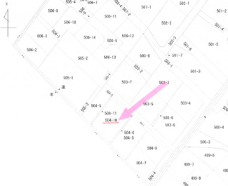 【土地図】 | 宇部市黒石北2丁目土地／家屋付き・現況渡し・約87坪 | 地番：504-10
